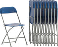 Flash Furniture Hercules Series Plastic Folding Chairs for Parties and Weddings, Stackable Commercial Event Seats, Set of 10, Blue
