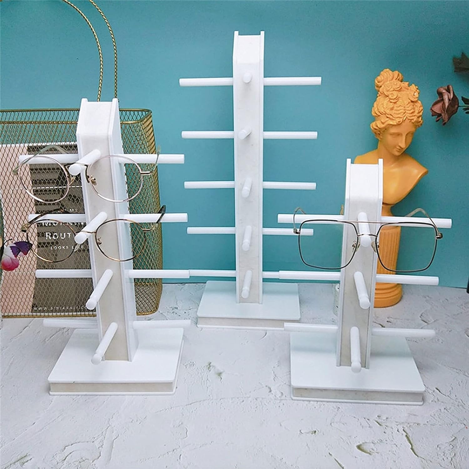 Eyeglass Displays 5 Layer Sunglasses Organizer Eyeglasses Display Stand Eyewear Storage Rack Box for Glasses Tabletop Holder Stand Display Risers(B)