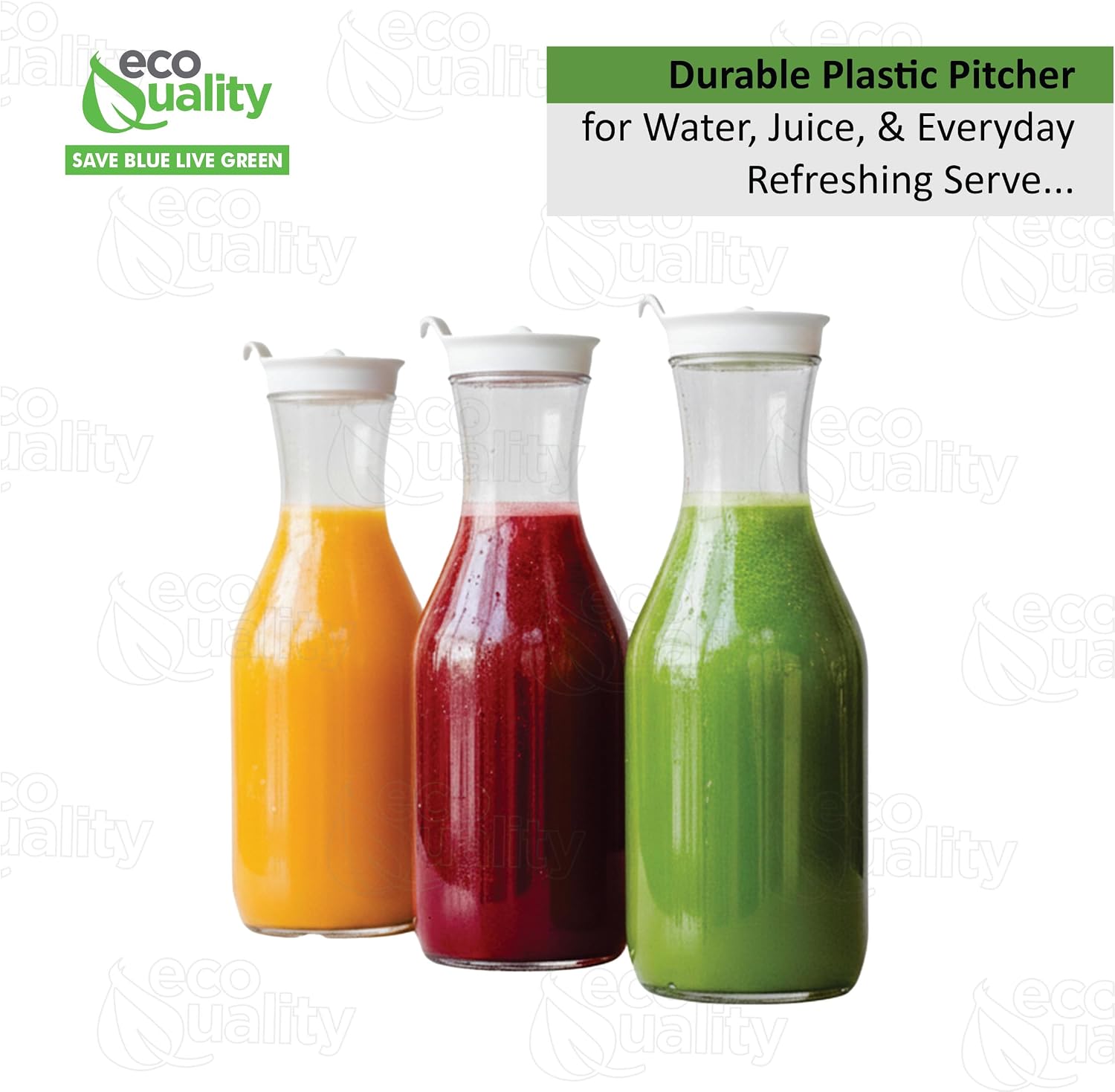 Clear Plastic Heavy Duty Pitcher - Large Water Carafes, Plastic Bottles with Flip Top Lid, Beverage Pitchers with Lid - BPA Free Plastic Decanter, Juice, Ice Tea, Picnic, Catering (50 Oz) (24)