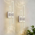 Crystal Wall Sconces Set of Two LED Wall Sconce Hardwired Brushed Nickel Bathroom Vanity Light Fixtures 21.25in 4000K Vertical and Horizontal Wall Mounted Sconces for Bedroom Living Room