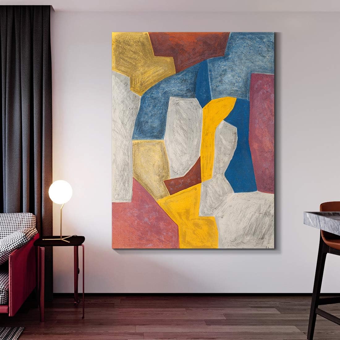 Denzoer Abstract Wall Art Colorfu Geometry Painting Prints Wall Decor Contemporary Painting with Gallery Wrap Modern Artwork Pictures Framed for Living Room | Ready to Hang - 36x46 inches
