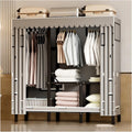 Heavy Duty Wardrobe Closet with Cover, Foldable Garment Rack for Hanging Clothes, Freestanding Covered Clothing Coat Storage Organizer, Clothes Rack with Curtain(D,160cm/63in)