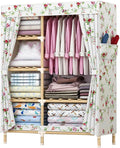 Bamboo Garment Rack With 6 Storage Shelves And Rod For Hanging Clothes Freestanding Wardrobe Closet For Bedroom And Living Room (Color : White B, Size : 100x45x170cm)