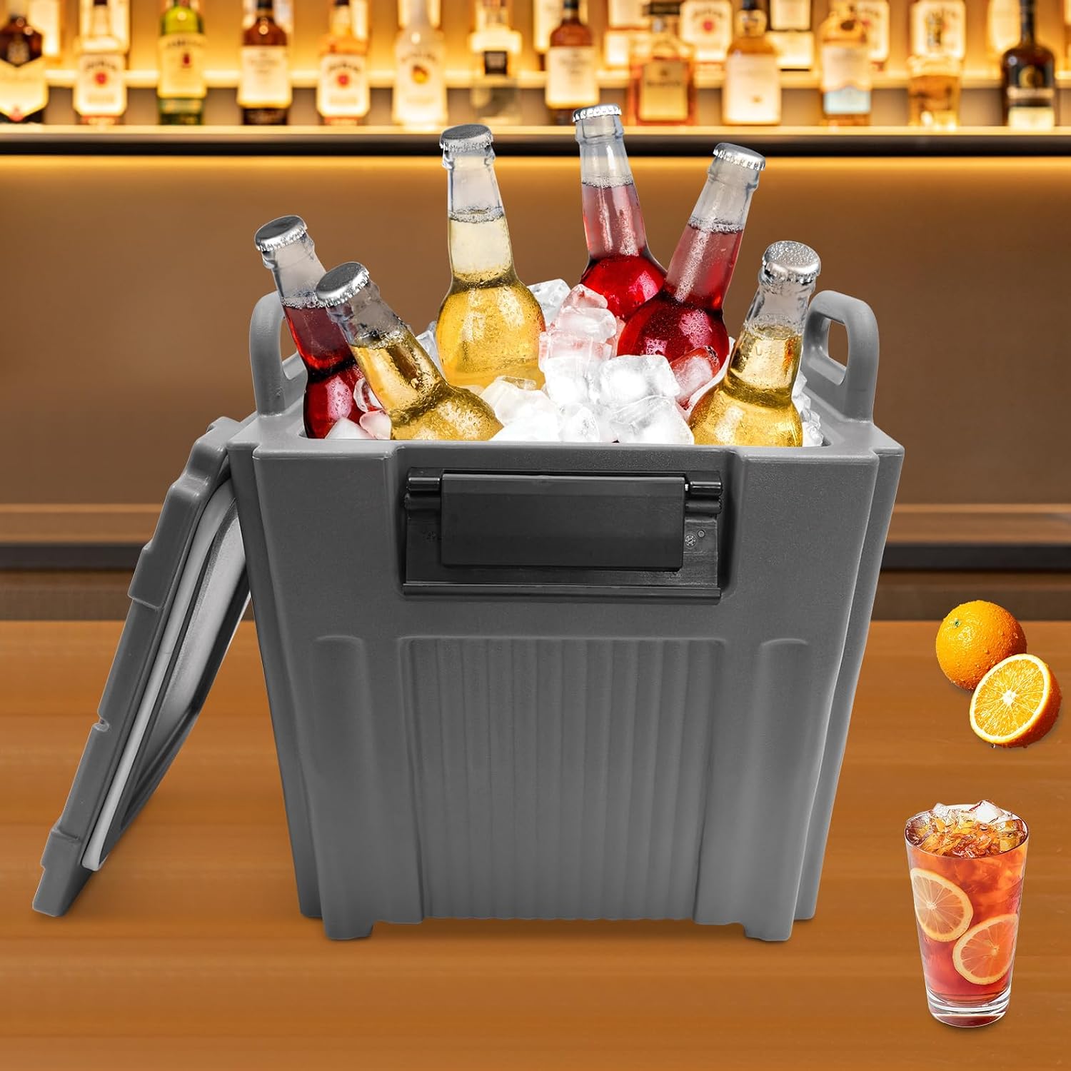 Insulated Beverage Dispenser, Portable Thermal Beverage Server with Handles Keep Hot Chocolate Coffee Tea Warm FoodService Products for Catering, Kitchen, Party, Restaurants (Grey, 10.57 Gallon)