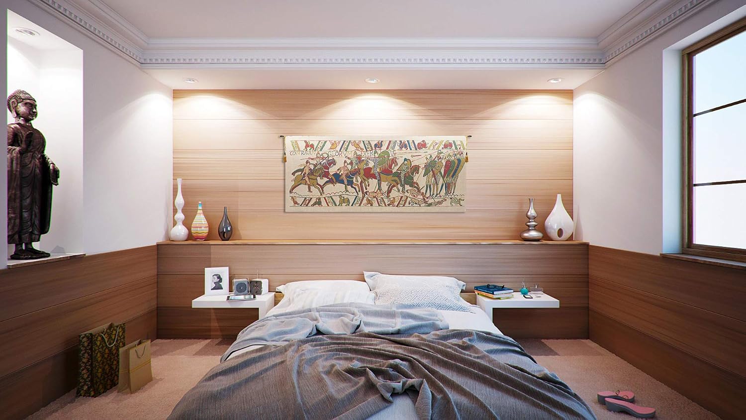 Charlotte Home Furnishings Tapestry Wall Hanging Bedroom Aesthetic 18X43 Bayeux The Battle Wall Art Tapestry Home Decor Colorful Boho Cotton Fabric Jacquard Woven Artisan Chic