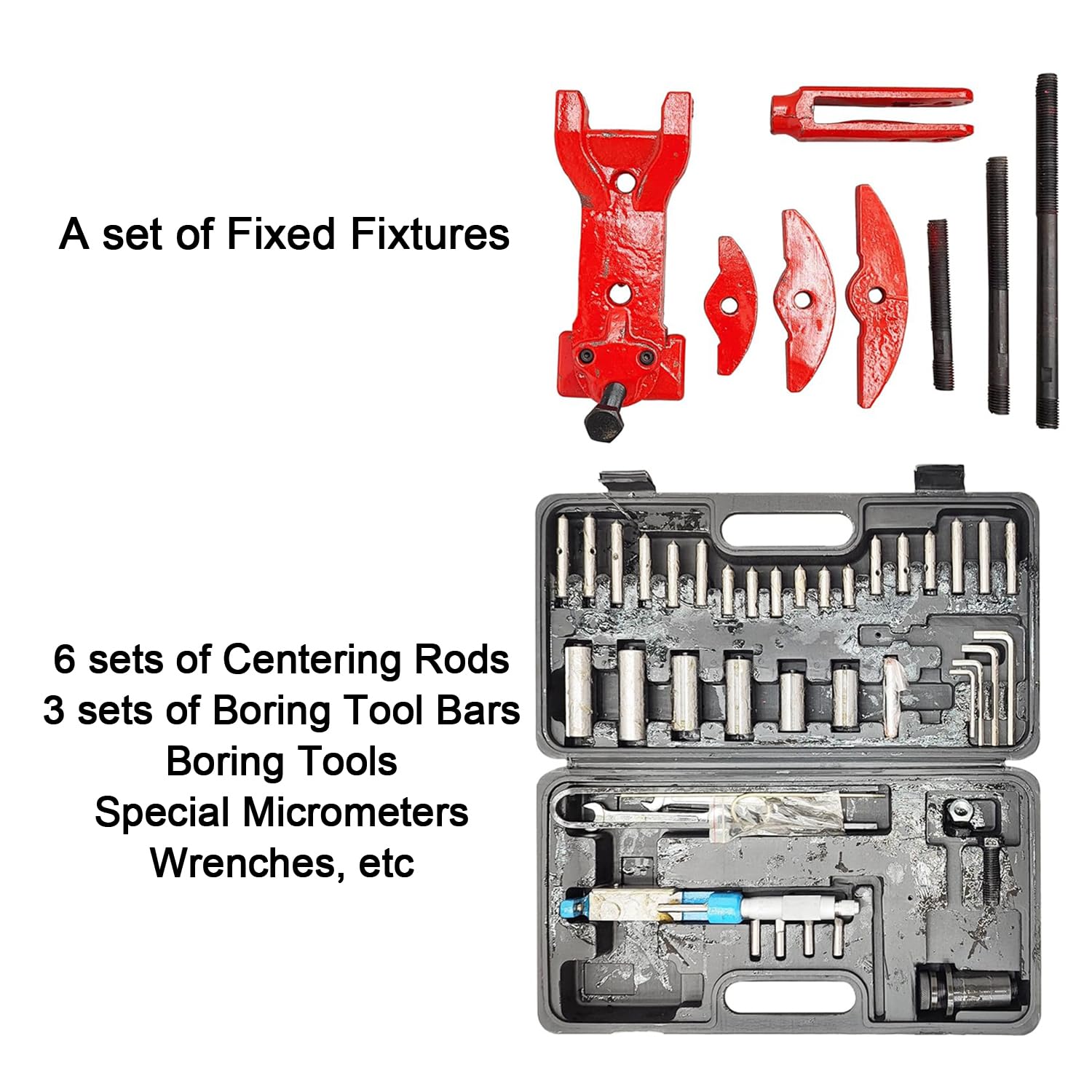 220V Cylinder Boring Machine Manual & Auto Honing & Cylinder Repair Equipment, 2.56-5.5' Boring Dia, 11.8' Max Depth, Professional Engine Rebuilding Borer for Automotive Tractor Motorcycle