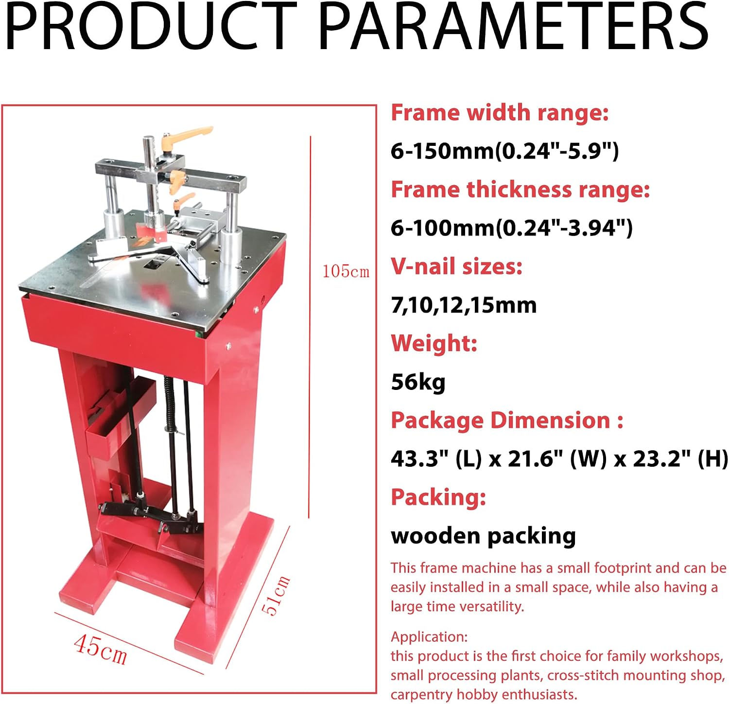HayWHNKN Manual Picture Framing Machine Iron Foot Pedal V-Nailer, Wood Corner Frame Joiner for Picture Frames 7-15mm V-Nails (Frame Width 6-150mm/Thickness 6-100mm) for Family or Small Workshops