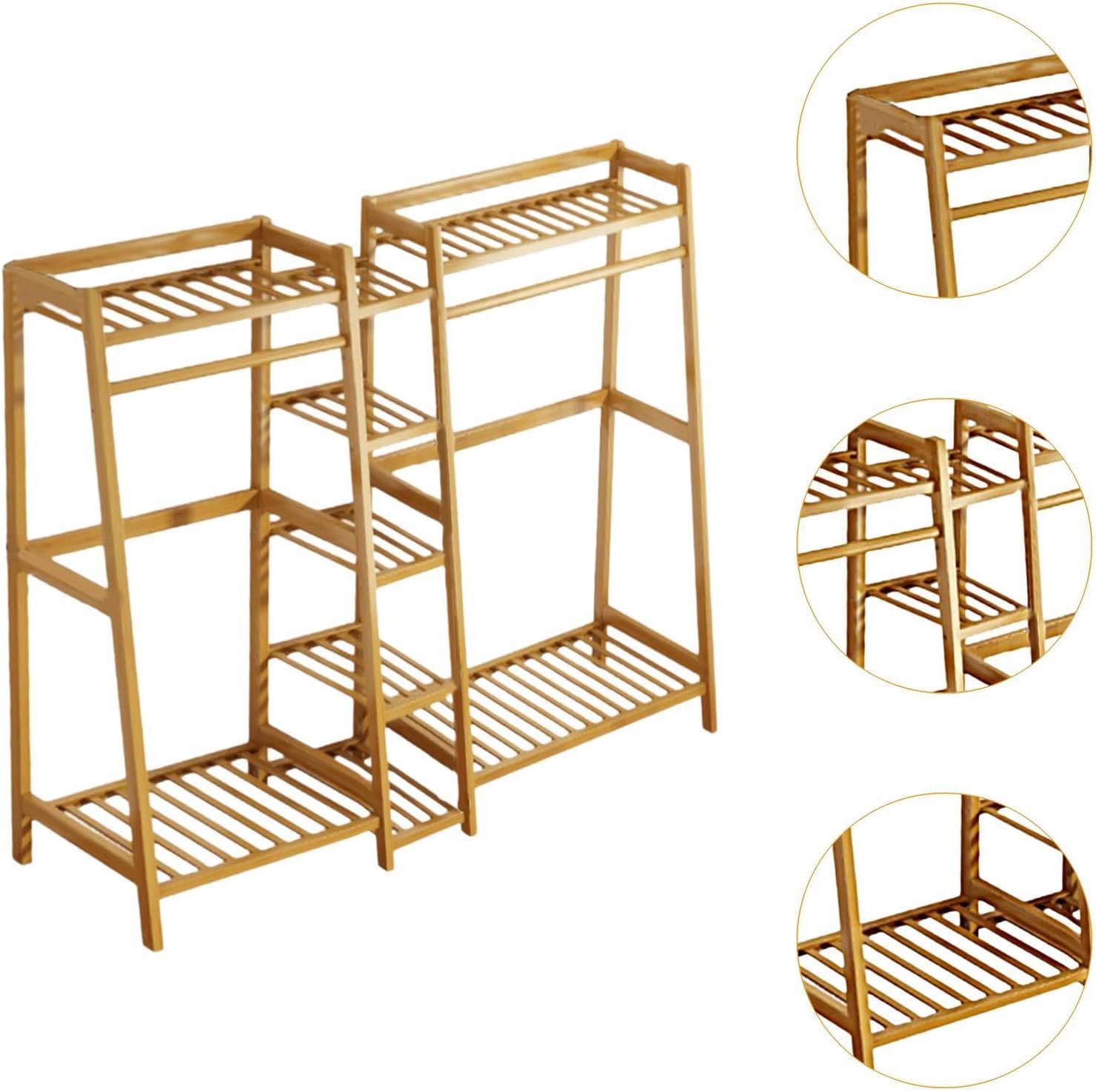 Clothing Rack for Hanging Clothes Shoe Storage Portable with Shelf Bamboo Garment Rack for Bedroom Living Room Home Skirts