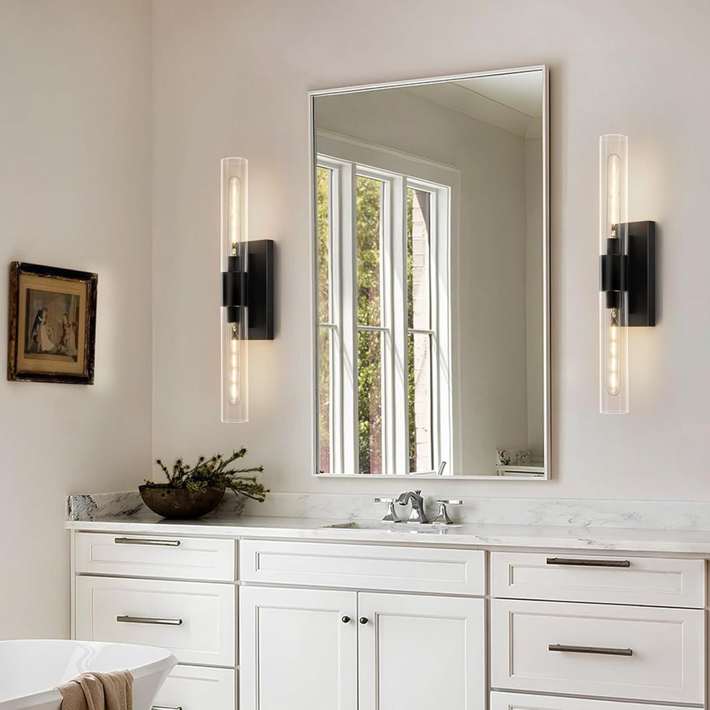 24.8' L Wall Sconces 2-Lights Black Wall Lights Fixtures Morden Cylinder Wall Light for Bathroom Vanity Light Indoor Wall Mounted Lamps for Living Room,Bedroom,Hallway
