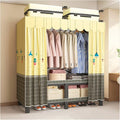 Foldable Wardrobe Closet With Cover, Metal Garment Racks For Hanging Clothes, Portable Freestanding Covered Coat Storage, Organizer For Bedrooms(Yellow1,173cm/68.1inch)