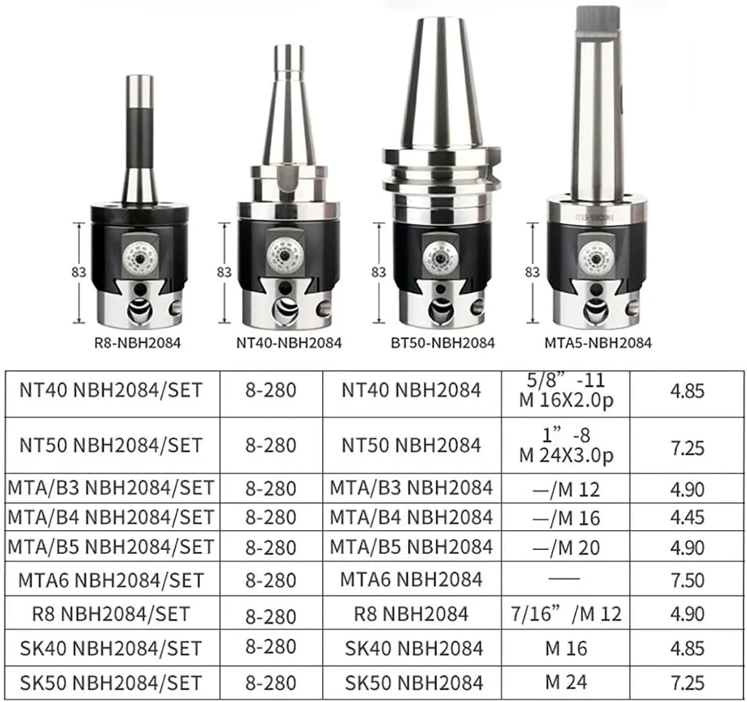 NBH2084 Head Boring Tool Suit Boring Head NBH BT30 BT40 BT50 NT30 NT40 NT50 R8 Tool Handle Boring Bar Boring Tool Set(C32 Tool Handle)