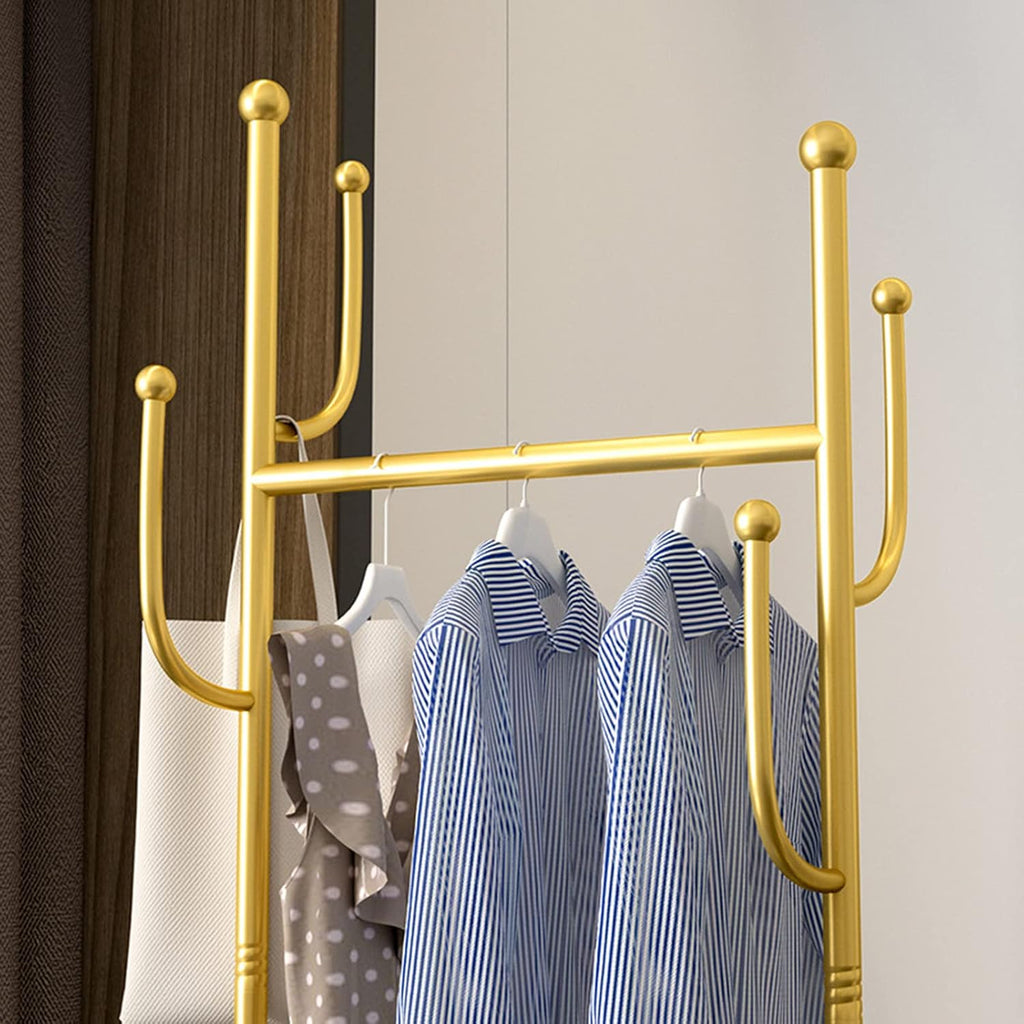 3-in-1 Rolling Garment Rack for Hanging Clothes with Wheels, Metal Coat Rack with Organizing Basket/120Cm/47.2In