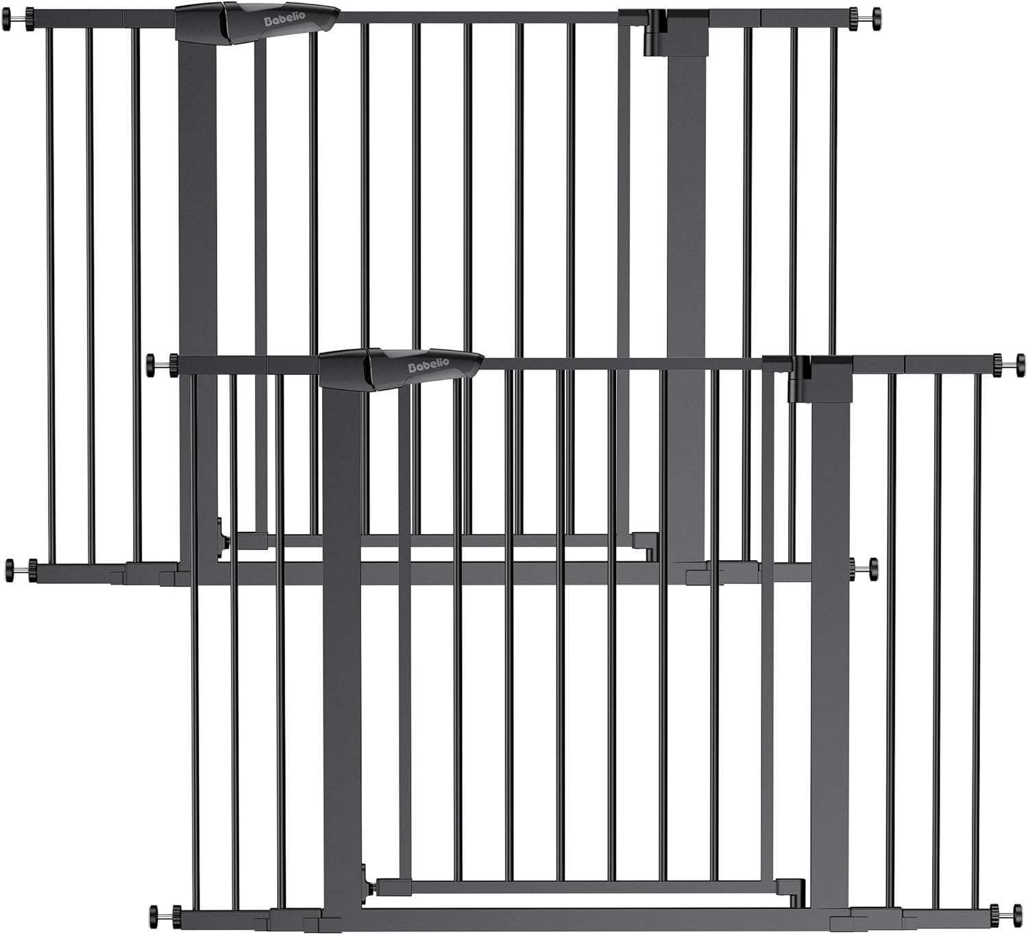 Babelio Baby Gate for Doorways and Stairs, 29-48' Auto Close Dog Gate PressGuard P7, Easy-Install Pressure Mounted Satey Door, No Drilling Safety Gate for Child and Pets, 2 Pack, Black