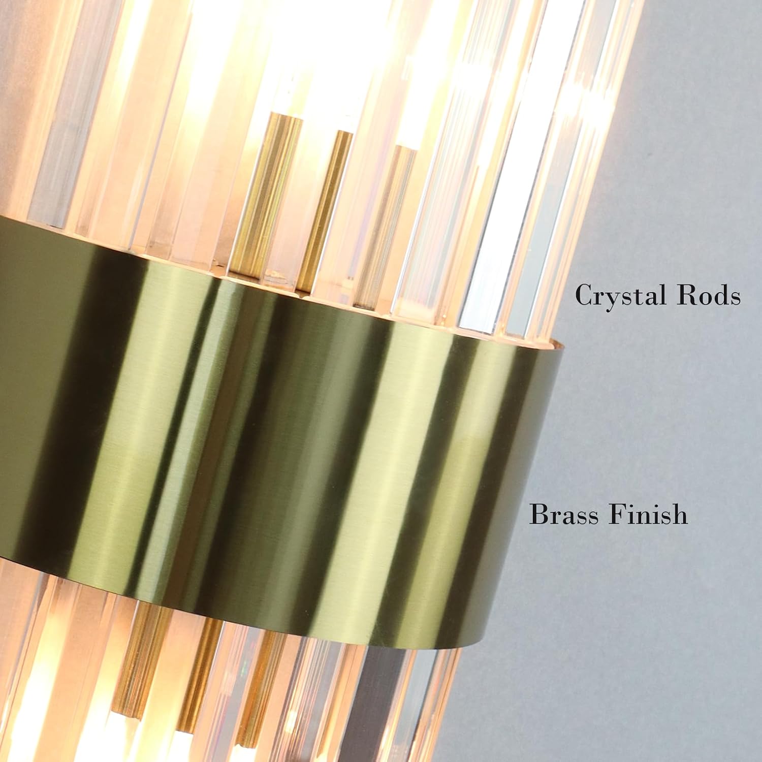 Gold Wall Sconces Set of Two Mid Century Modern Crystal Sconce Lighting 2-Light Brass Glass Wall Light Fixtures for Bathroom Bedroom Hallway Living Room