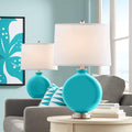 Color + Plus Carrie 26 1/2' Modern Surfer Blue Table Lamps Set of 2