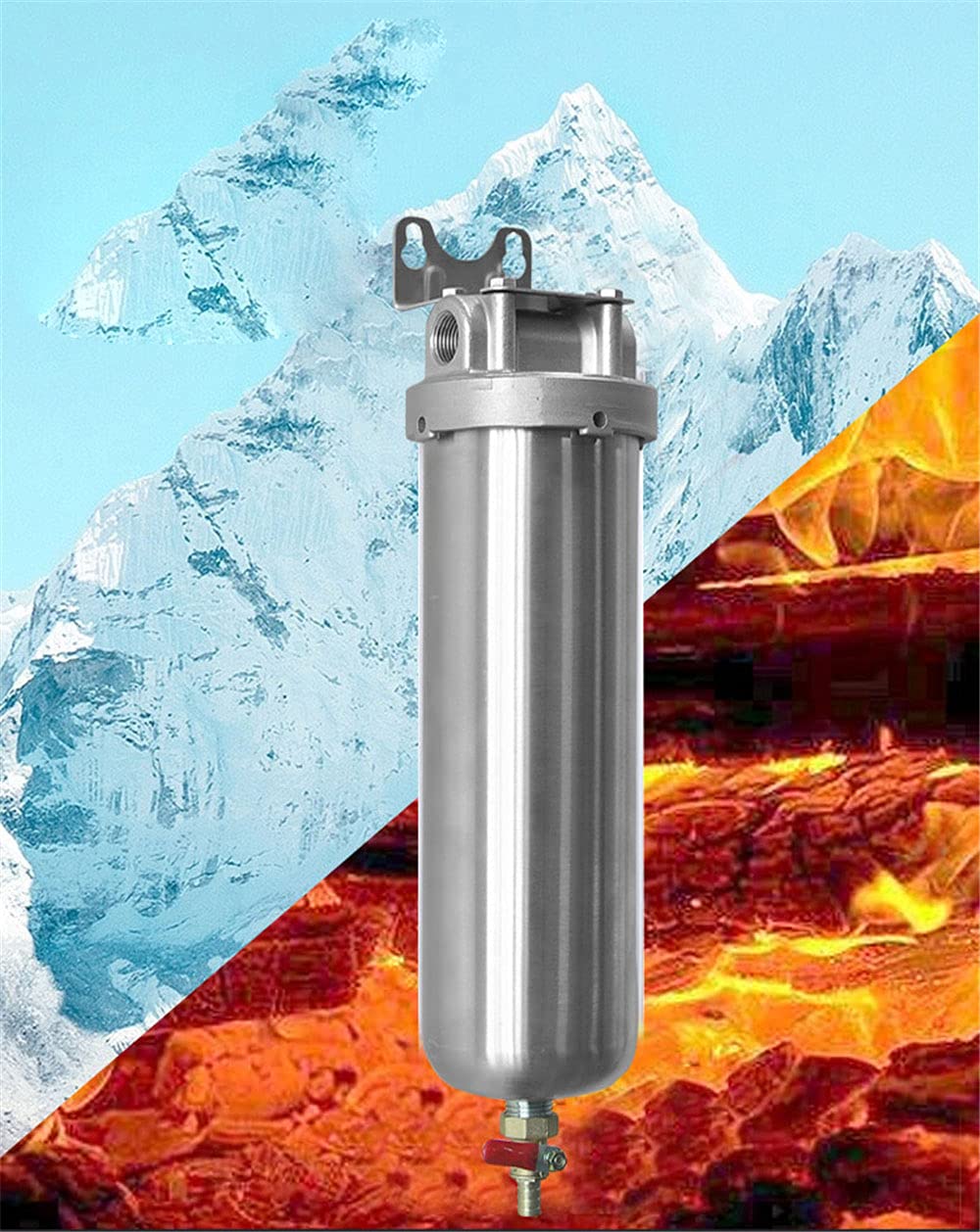 Thread/Clamp DN25 Front Filter SS304 Stainless Steel Water Tap Pipe Central Water Purifier Pre-filter with Drain Outlet - (Thread Specification: 10inch QuickClamp)