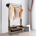 for Bamboo Clothes Hanging Garment Rack Heavy Duty Laundry Rack Cloest Storage Shelf