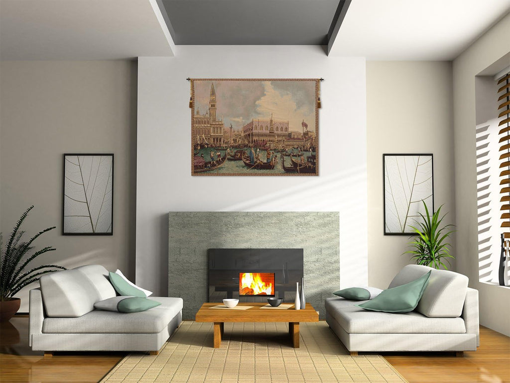 Charlotte Home Furnishings Italian Tapestry Wall Hanging 26 x 34 in Bucintoro Wall Art Woven Boho Tapestry for Bedroom Aesthetic Living Room and Home Decor European Soft Cotton Jacquard Woven
