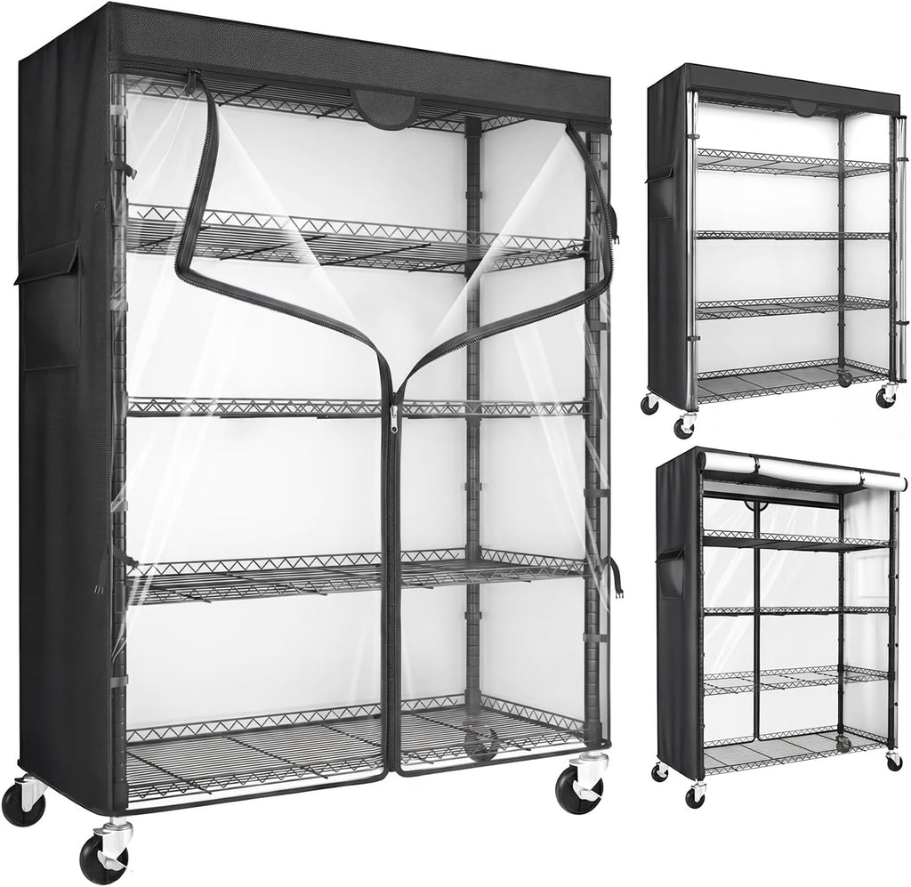 Wire Shelving Unit with 600D Oxford Cover, 36' W x 18' D x 72' H, 5-Tier Heavy Duty Rolling Shelf Rack on Wheels for Garage, Basement & Warehouse