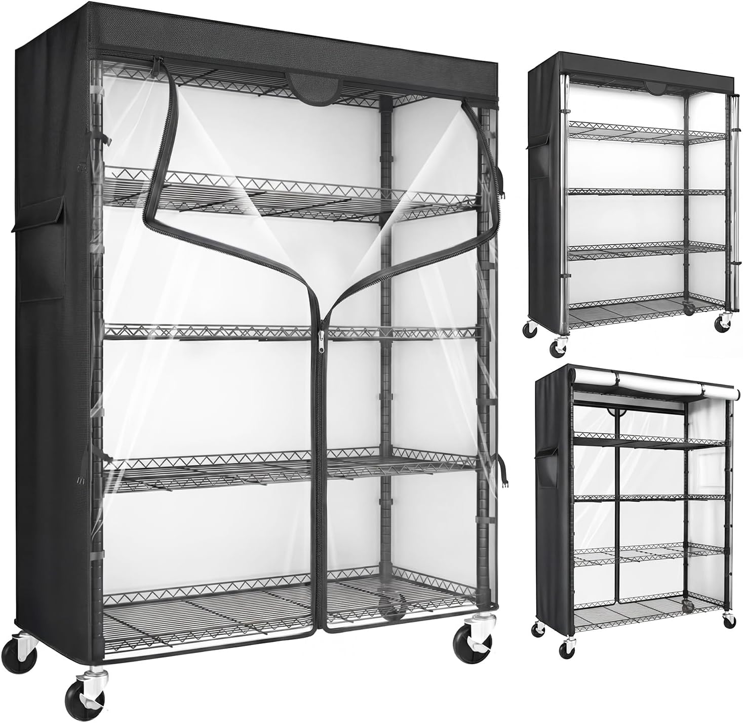 Wire Shelving Unit with 600D Oxford Cover, 36' W x 18' D x 72' H, 5-Tier Heavy Duty Rolling Shelf Rack on Wheels for Garage, Basement & Warehouse