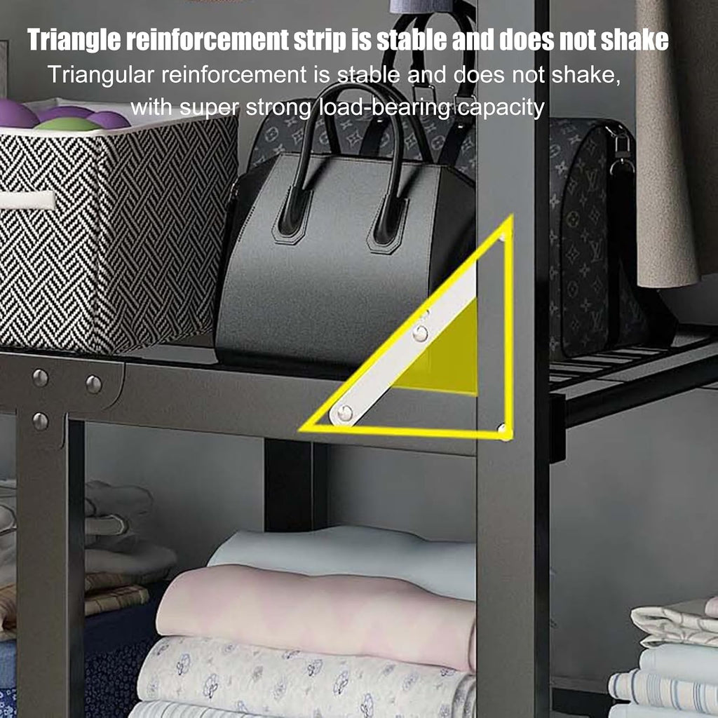 Heavy Duty Clothes Rack,Clothing Rack With Grey Cover,Portable Closet,Metal Garment Rack For Hanging Clothes, Clothing Storage Wardrobe,Wardrobe Closeting,Easy Installation(80X48X172CM)