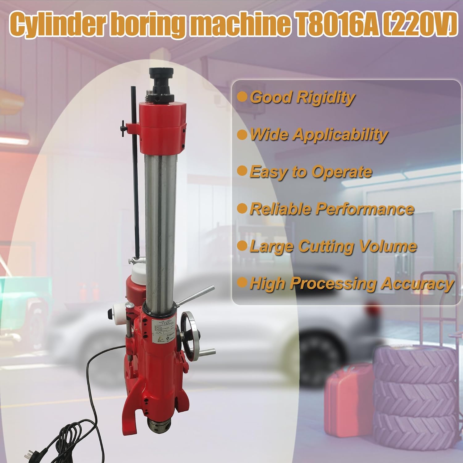 Cylinder Boring Machine Vertical Mechanical Car Repair Equipment Engine Cylinder Boring Device with Boring Range 3.15-6.5'' Max Boring Depth 15.75'' for Auto Engine Cylinder Repair 220V
