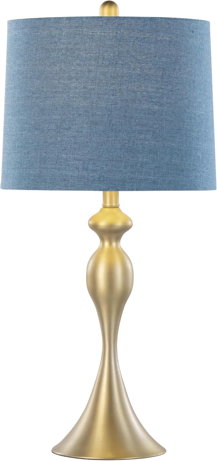 Ashland 27' Metal Table Lamps Set of 2, Desk Lamp, Bedside Lamps for Night Stands, Nightstand Lamp, Small Lamp, Small Table Lamps for Living Room Set of 2 (Gold Metal, Moroccan Blue Linen)