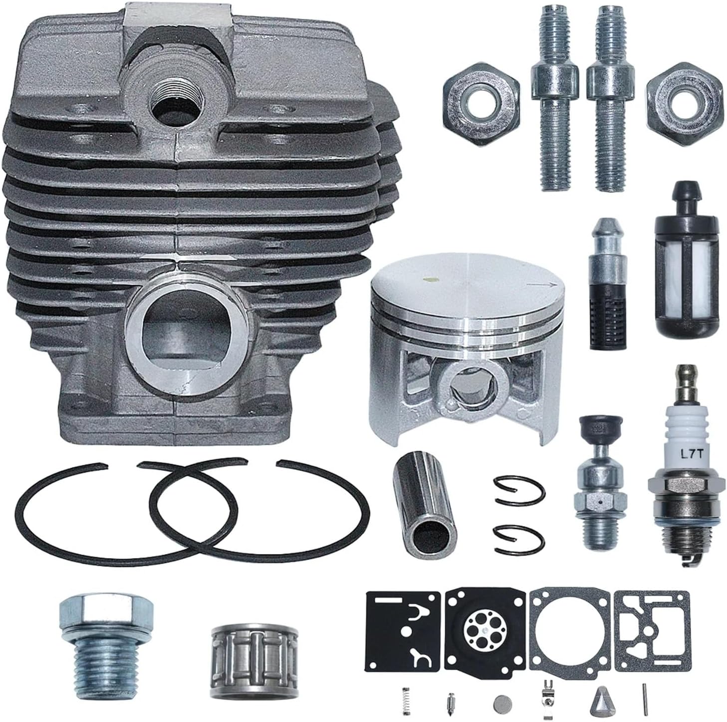 50mm Cylinder Piston Carb Repair Kit For MS440 044 MS 440 Chainsaw Bar Stud Nut Decompression 1128 020 1227 Part