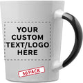 Custom Ceramic Latte Coffee Mugs by Albany 13 oz. Set of 50, Personalized Bulk Pack - Perfect for Coffee, Tea, Espresso, Hot Cocoa, Other Beverages - Black