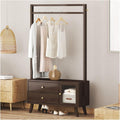 Multi-Functional Bamboo Hanging Rack with 2-Tier Drawers and Acrylic Door - Heavy Duty Clothes Organizer for Home Entryway, Bedroom, and Living Room(104cm)