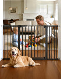 Babelio 36' Tall Baby Gate, PressGuard P7, 29-55' Auto Close Pressure Mounted Dog Gate for Doorways & Hallway, Basics Easy Walk Thru Pet Gate, Extra Wide Metal Child Gate, Black