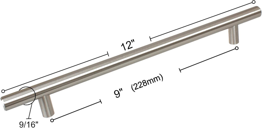 GlideRite Hardware 7012-228-SS 9 CC Thick Solid inch Long Handle Bar Pulls 50 Pack 9' Center, 12', Stainless Steel