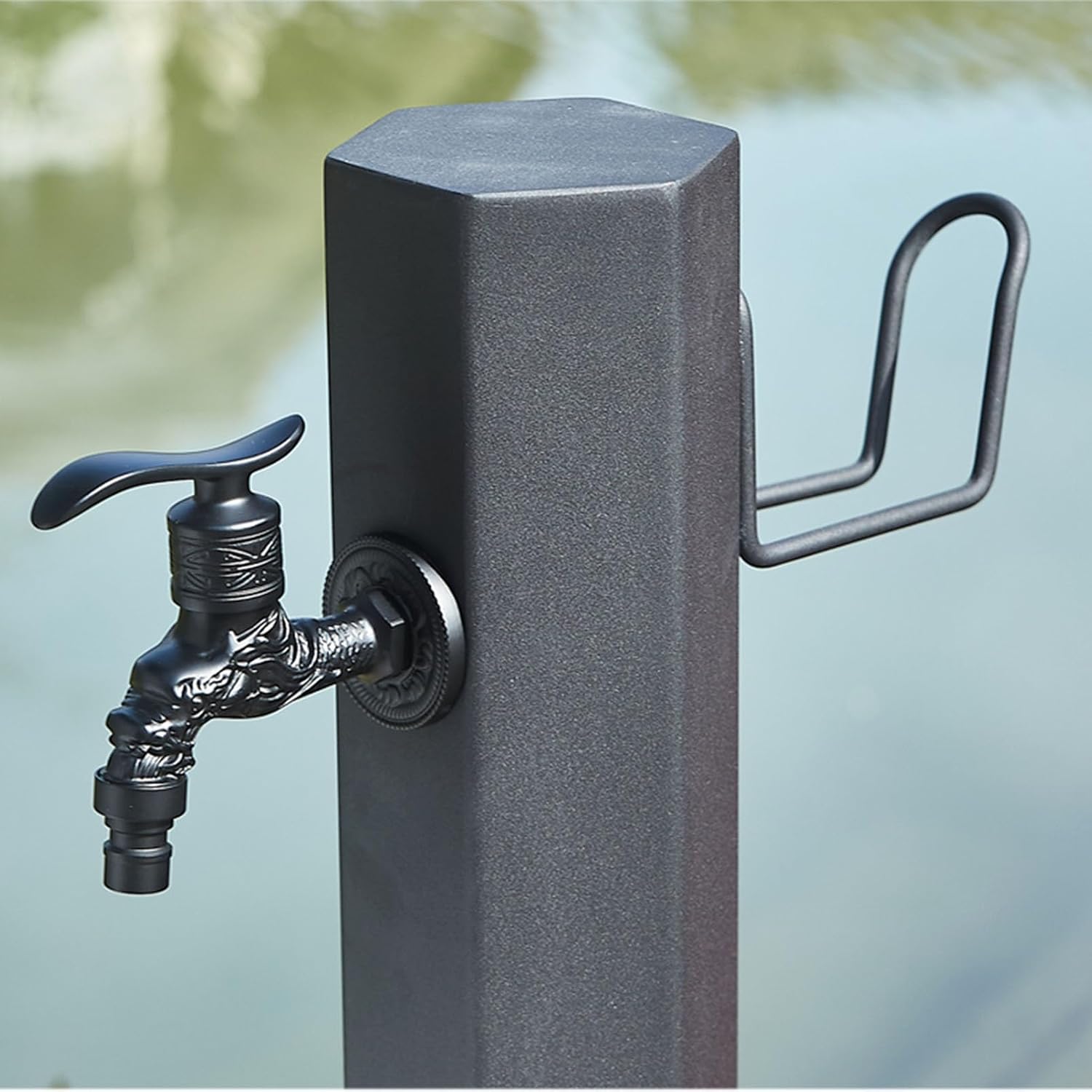 Garden Water Column Water Fountain for Patio Yard, Floor Mounted Water Tap Stainless Steel Water Pipe, Anti-Freeze Crack Standing Faucet for Watering/Irrigation(Style 3-17CM×86CM)
