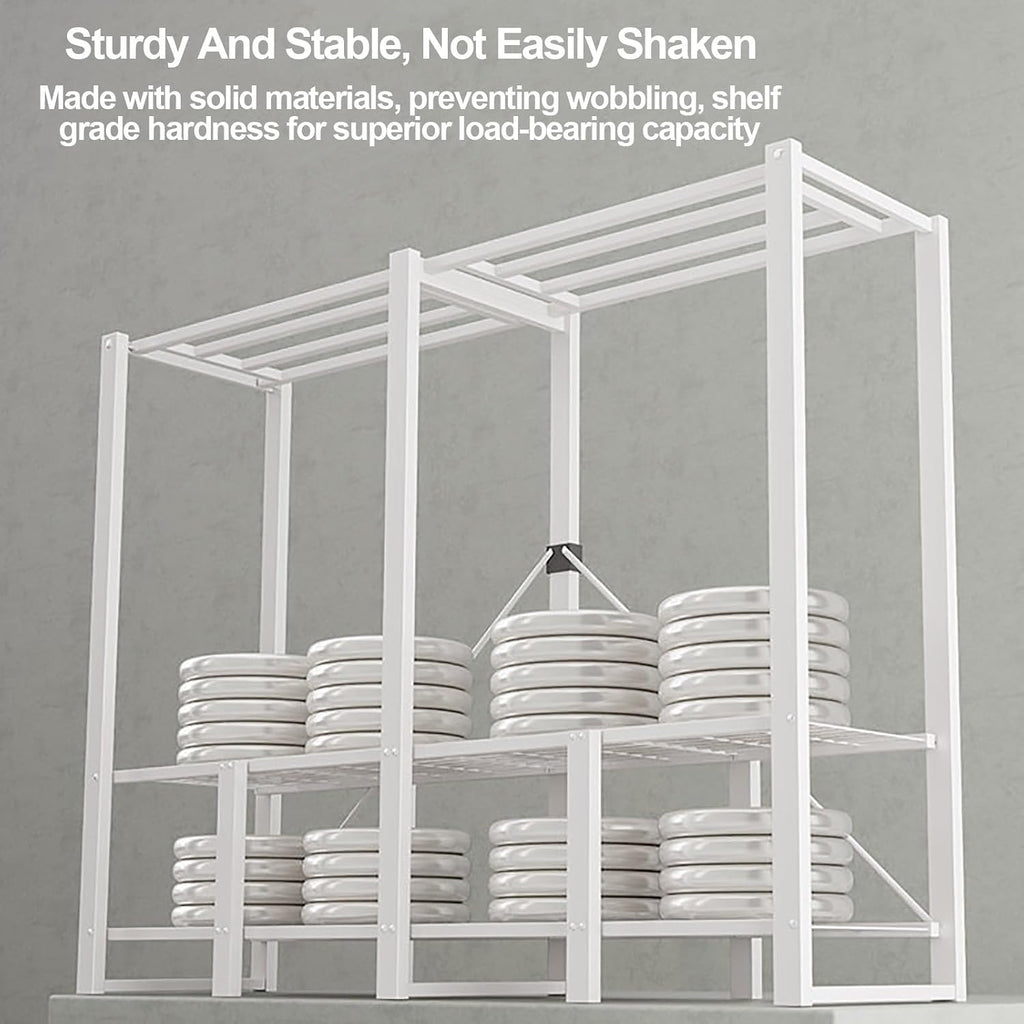 Heavy Duty Wardrobe Closet With Cover, Foldable Garment Rack With Hanging Rods, Metal Clothing Rack, Covered Clothing Coat Storage Organizer, For Bedroom(E,110cm/43.3in)
