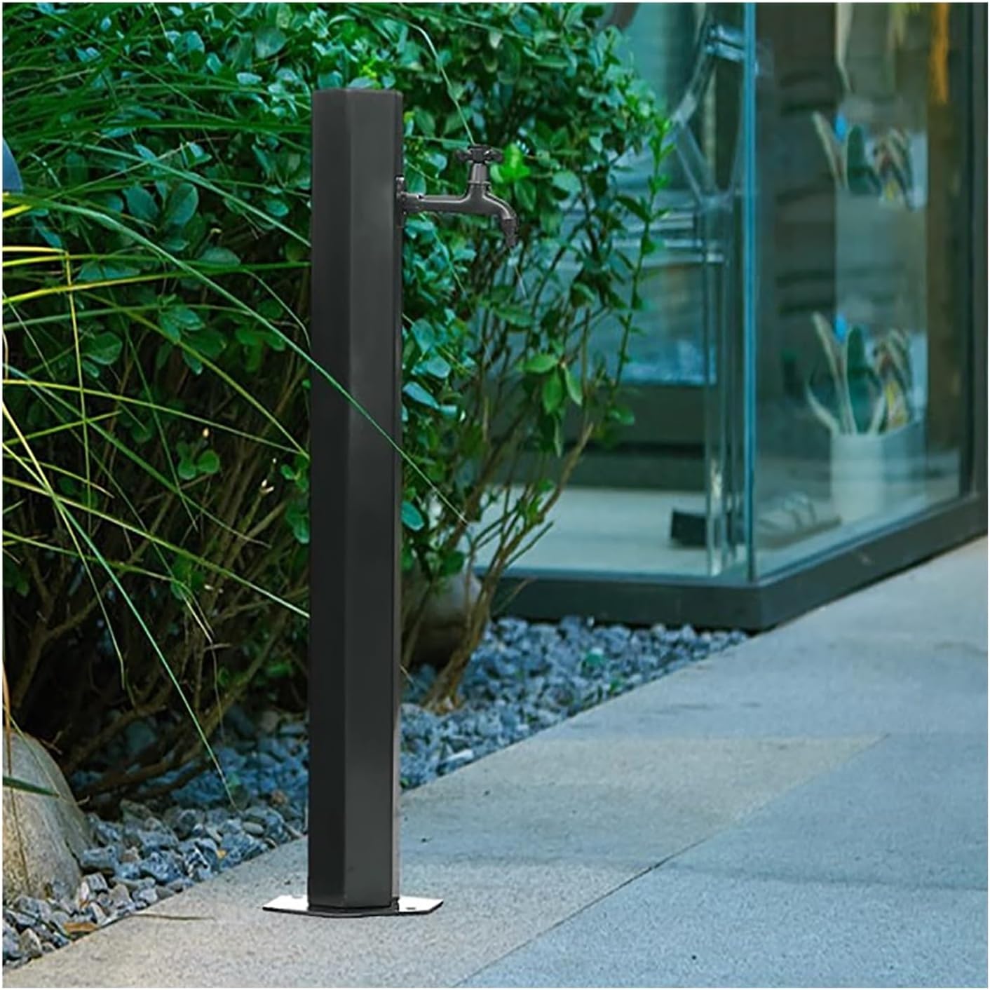 Floor Mounted Faucet Outdoor Water Pipe Vertical Fountain Irrigation Column,Outdoor Faucet Post - Antifreeze Garden Water Column Tap, Stainless Steel Freestanding Hose Holder for Car Washing