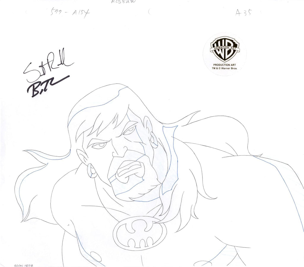 Justice League Aquaman Signed by Bruce Timm Production Animation Cel Drawing from WB 280