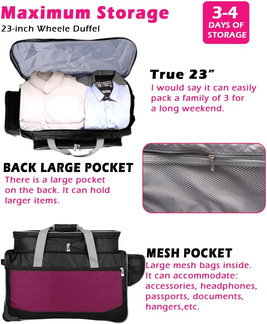 Dance Bag with Garment Rack,23inch Dance Competition Garment Bags with Clothes Rack,Suitcase,Rolling Duffle for Travel, Wheeled Drop-Bottom Upright Luggage Closet Suitcase(Expand-Grey)