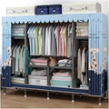 Portable Wardrobe Closet with Cover Metal Garment Rack for Hanging Clothes with 3 Hanging Rods and 4 Storage Shelves for Bedroom (Color : D, Size : 190X45X165CM)