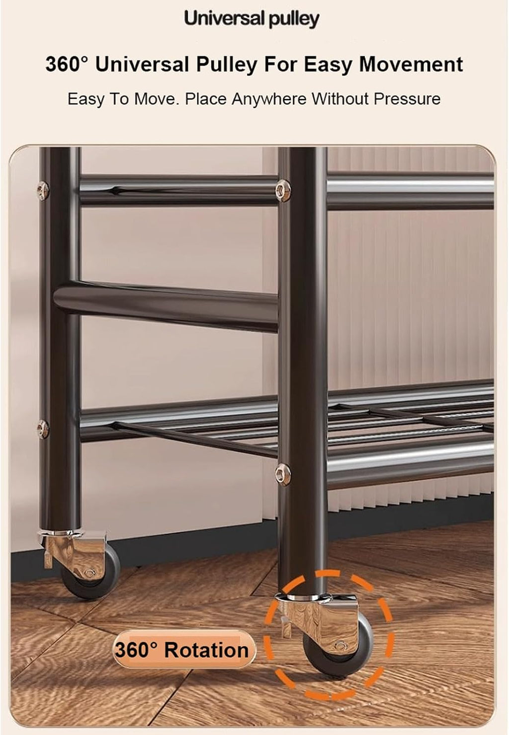 6 Tier Heavy Duty Garment Rack on Wheels Metal Portable Clothing Rack w/Hanging Rod Rolling Clothes Rack Freestanding Open Wardrobe Closet Organizer for Bedroom