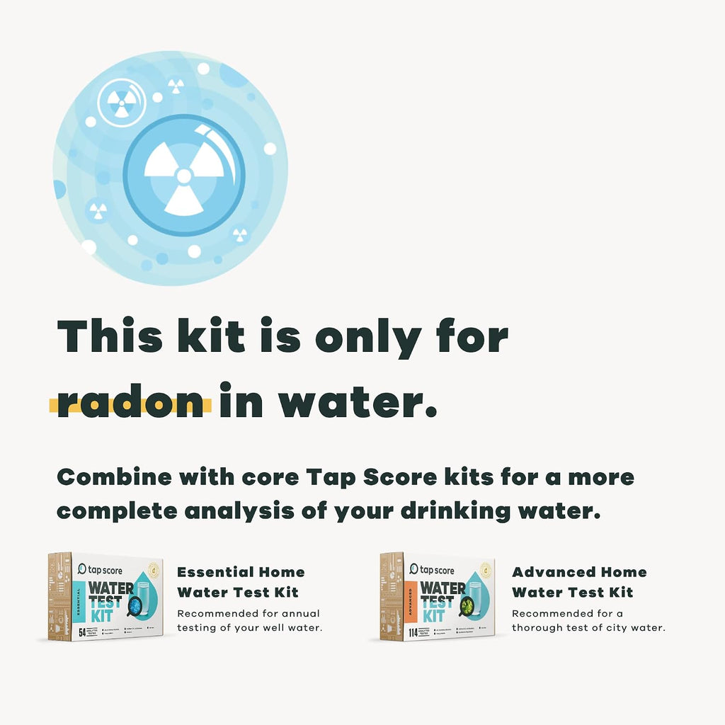 Tap Score Radon in Water Test Kit | Well or City | Full Report | EPA Certified Drinking Water Labs | #1 Best Home Water Test 2021-24 NYT Wirecutter | 100% Unbiased