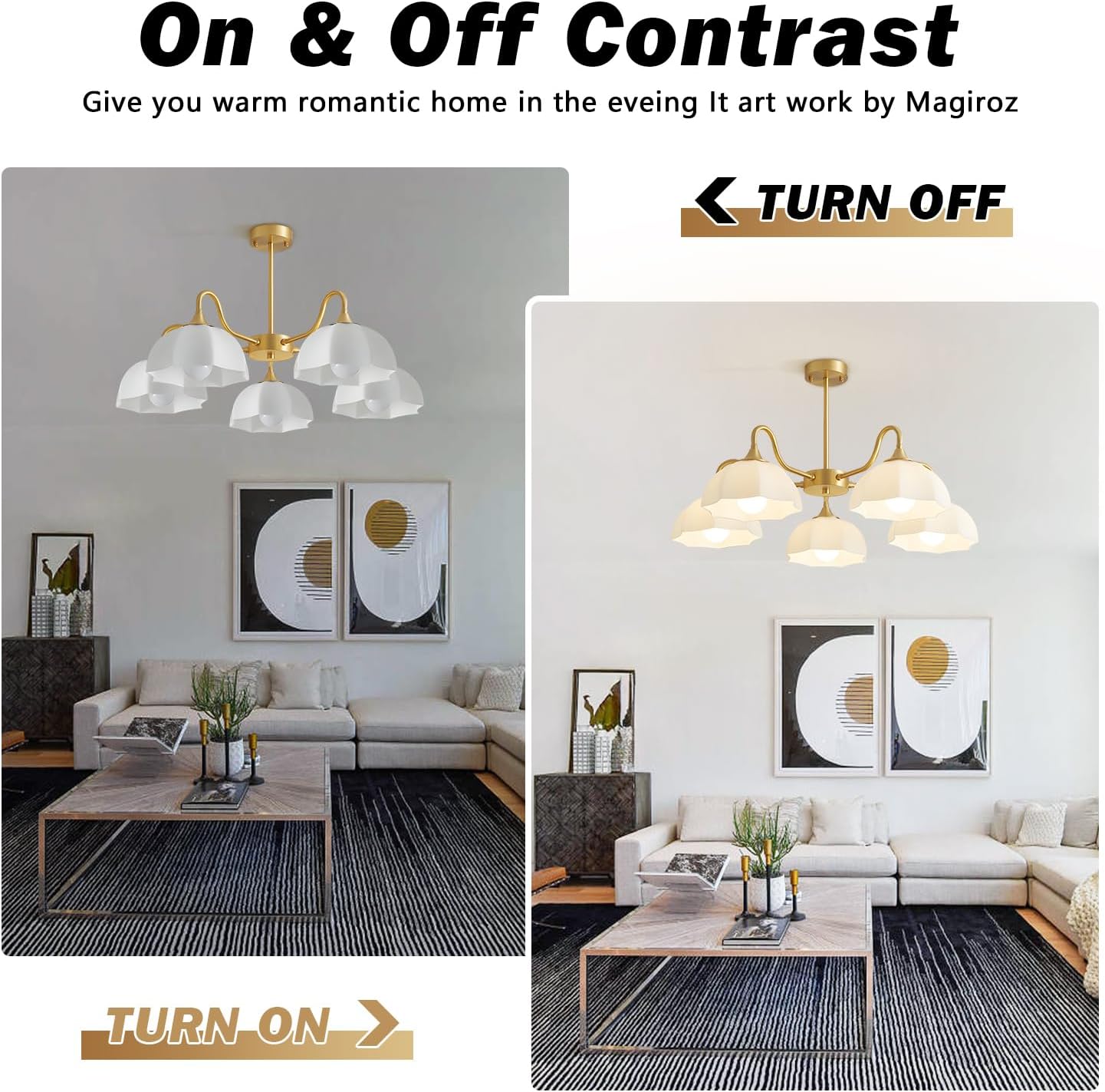 5 Light Modern Gold Chandelier Milk Glass Sputnik Pendant Light Mid Century Nordic White Ceramic Kitchen Island Hanging Lights Dining Room Lighting Fixtures Over Table Chandelier MPL13-5 GD