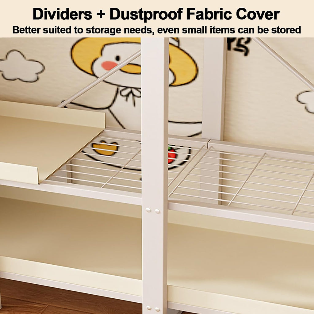Heavy Duty Wardrobe Closet With Cover, Foldable Garment Rack With Hanging Rods, Metal Clothing Rack, Covered Clothing Coat Storage Organizer, For Bedroom(E,110cm/43.3in)
