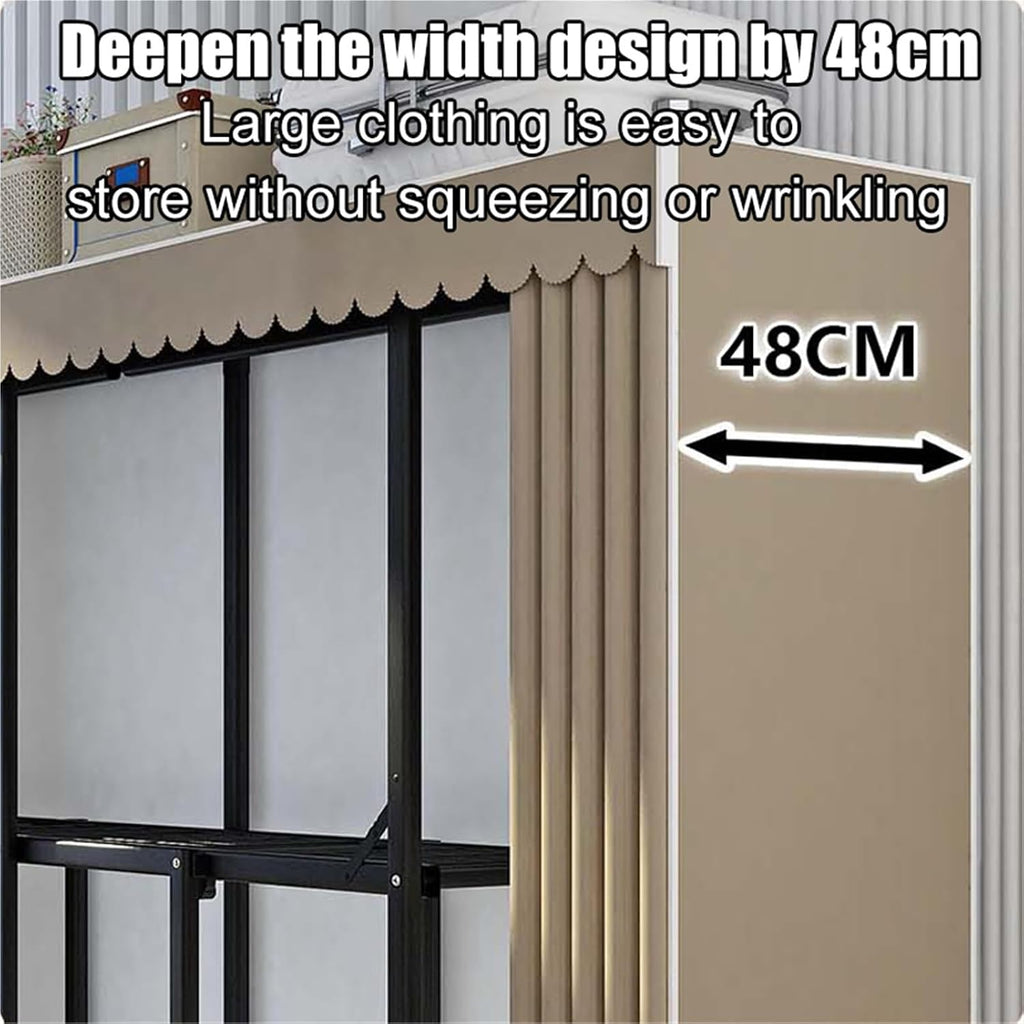 Heavy Duty Clothes Rack,Clothing Rack With Grey Cover,Portable Closet,Metal Garment Rack For Hanging Clothes, Clothing Storage Wardrobe,Wardrobe Closeting,Easy Installation(80X48X172CM)