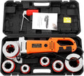 Pipe Thread Kit Plumber Pipe threader Ratcheting Threading Tool Set with Storage Case Corded Electric Threading Machine with 6PCS Dies for Galvanized Aluminum Iron Copper Pipes