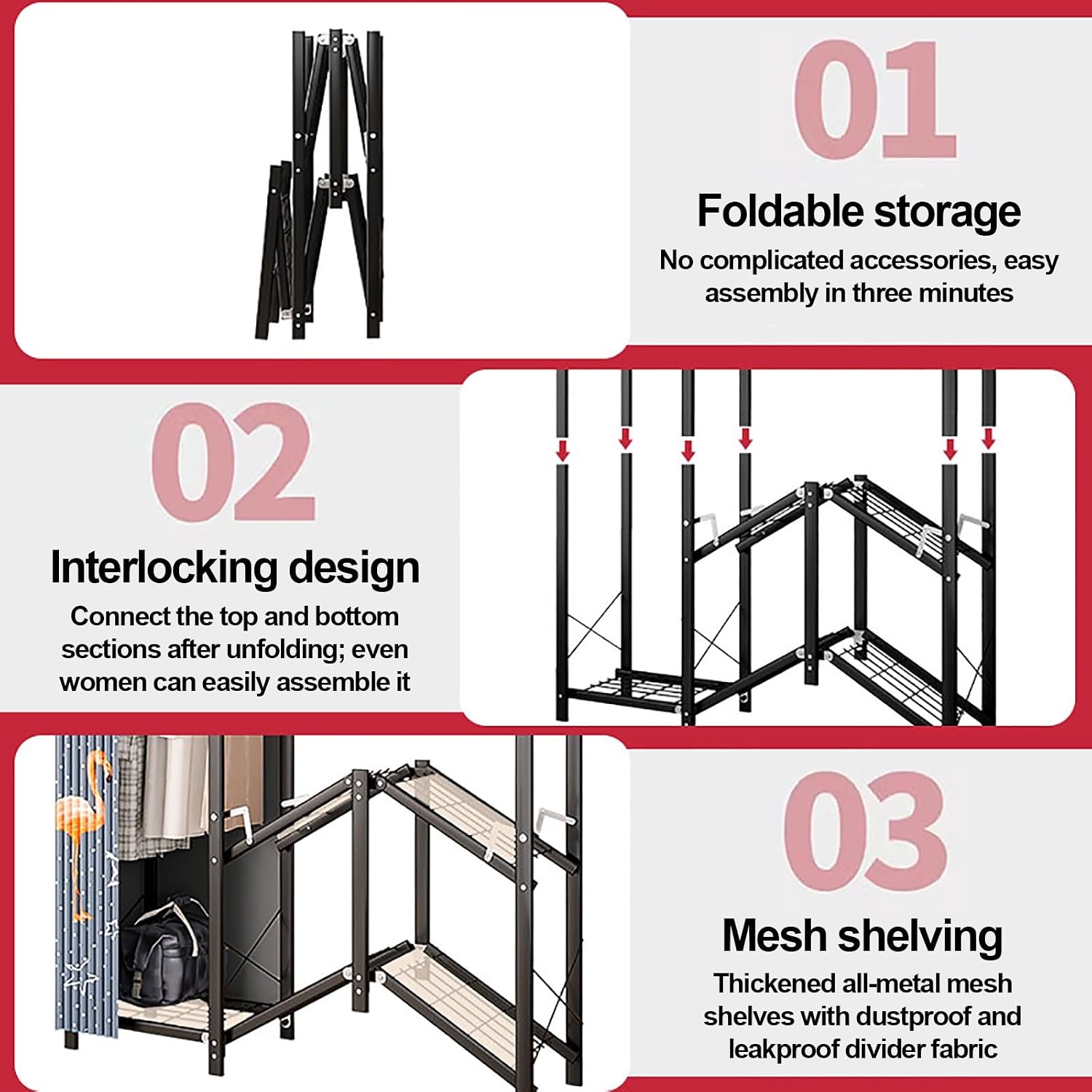 Foldable Portable Wardrobe Closet, Freestanding Covered Metal Clothes Rack with Cover, Heavy Duty Garment Rack for Hanging Clothes, Storage Organizer(Green,190cm/74.8inch)