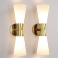 Wall Sconces Set of 2 for Bathroom, Modern Indoor Vanity Light Fixtures 17', Up Down Lighting, Wall Mount Lamp for Living Room Bedroom Hallway Stairway Fireplace Mirror E26 Base 2PC White&Gold