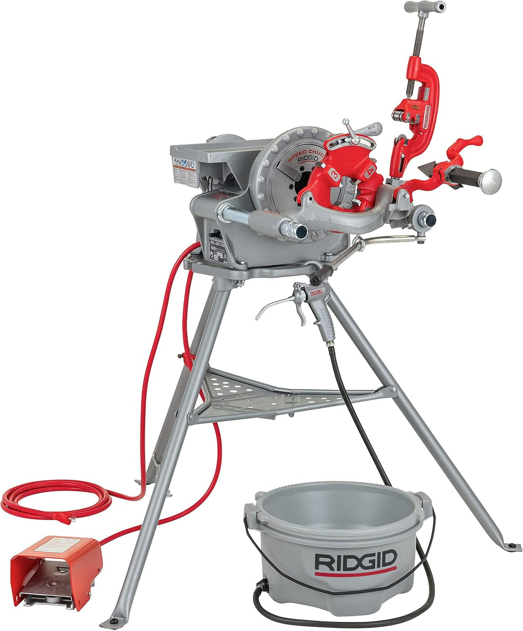 RIDGID 15682 Model 300 Power Drive Complete, 38 RPM Pipe Threading Machine with 1/2-Inch to 3/4-Inch, 1-Inch to 2-Inch Universal Alloy Threading Die Heads, Oiler