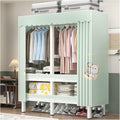 Foldable Portable Wardrobe Closet With Cover, Metal Garment Rack For Hanging Clothes, Clothing Rack, Enclosed Curtain Metal Clothing Organizer For Bedroom(Green,150x175x52cm)