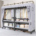 Foldable Portable Wardrobe Closet, Freestanding Clothing Rack, Metal Closet Organizer, Armoire Storage Garment Racks For Hanging Clothes, 30mm Thick Steel Tubes(D,220cm/86.6in)
