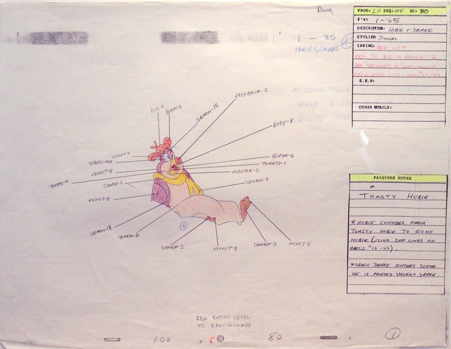 Pebble and the Penguin 1992, Original - Don Bluth Studios - Animation Cel Color Key Drawing